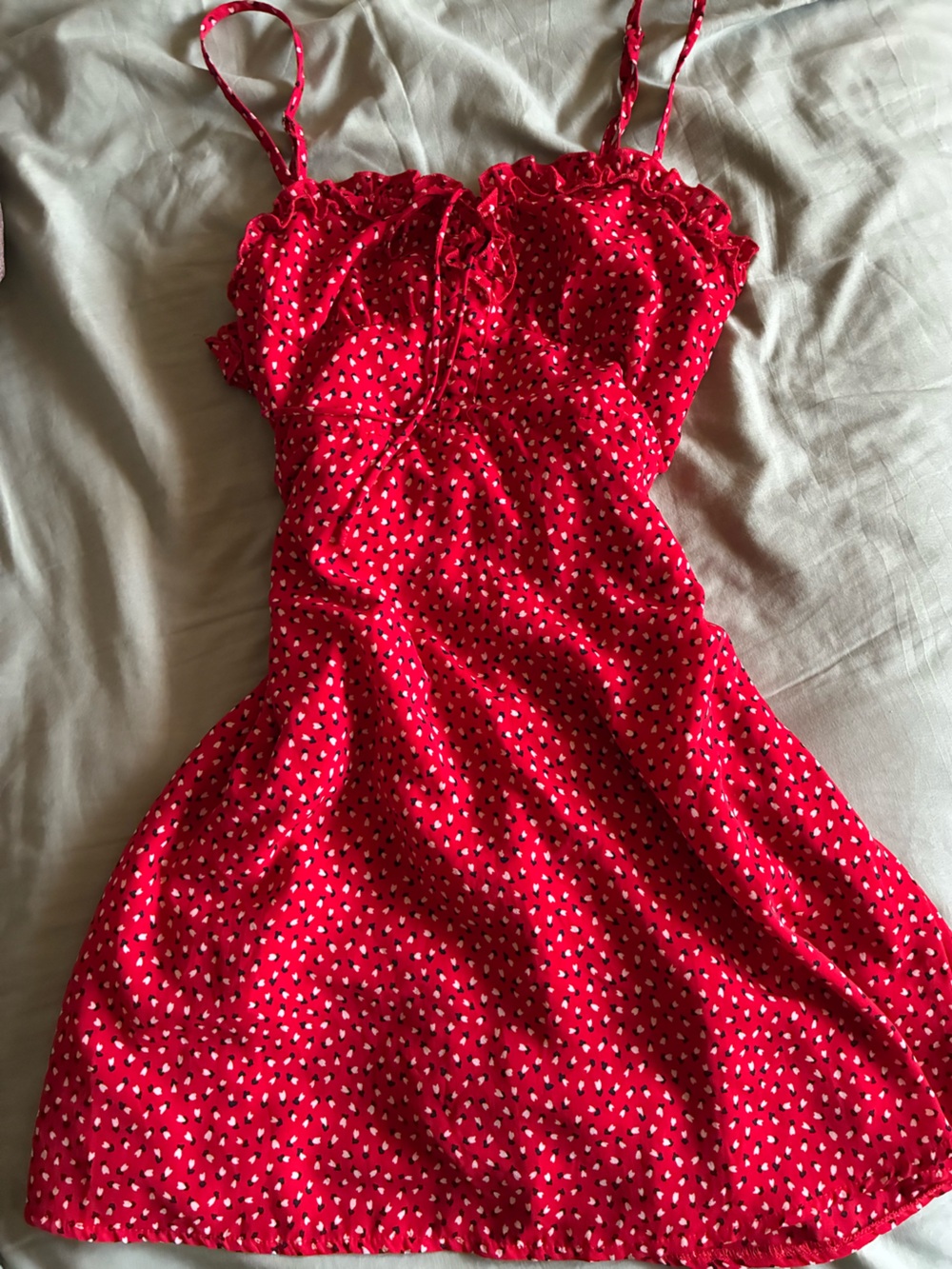 Princess Polly Red Heart Print Mini Dress Size 6